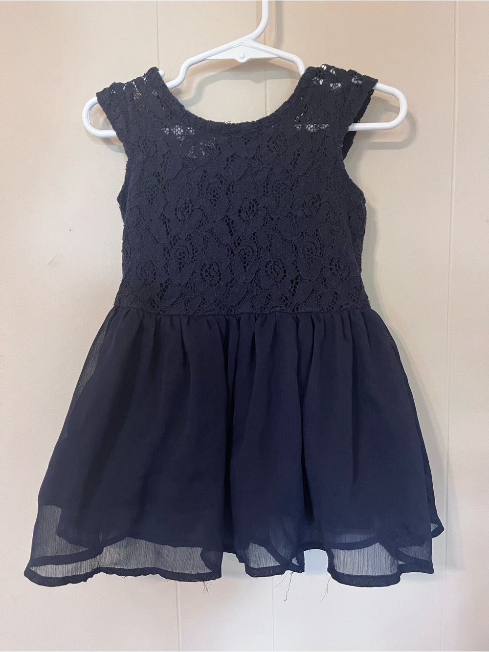 Guess Navy Lace Bodice Chiffon Dress for Girls